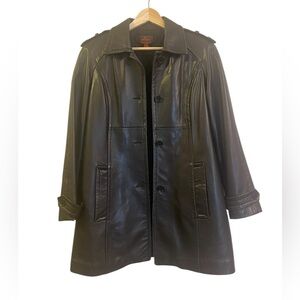 Danier Black Leather Coat (Size US S) 🖤✨
